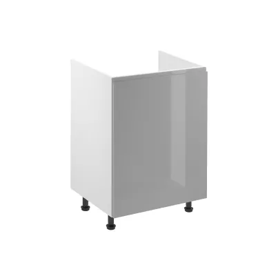 Dolná drezová skrinka ARBOR - šírka 60 cm, lesklá šedá / biela, pravé prevedenie