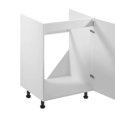 Dolná drezová skrinka ARBOR - šírka 60 cm, lesklá šedá / biela, pravé prevedenie