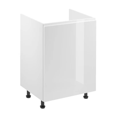 Dolná drezová skrinka ARBOR - šírka 60 cm, lesklá biela / biela, pravé prevedenie