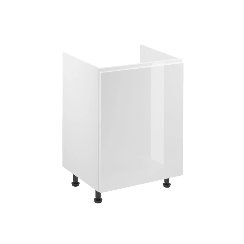 Dolná drezová skrinka ARBOR - šírka 60 cm, lesklá biela / biela, pravé prevedenie