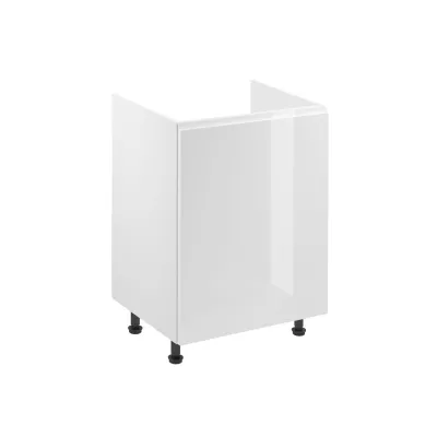 Dolná drezová skrinka ARBOR - šírka 60 cm, lesklá biela / biela, pravé prevedenie