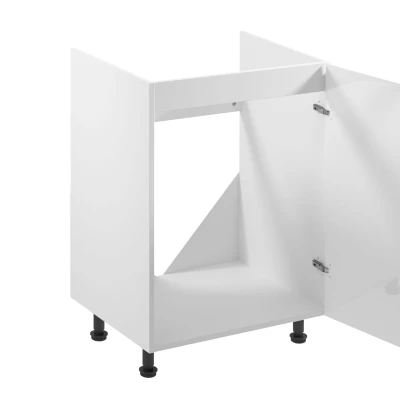 Dolná drezová skrinka ARBOR - šírka 60 cm, lesklá biela / biela, pravé prevedenie