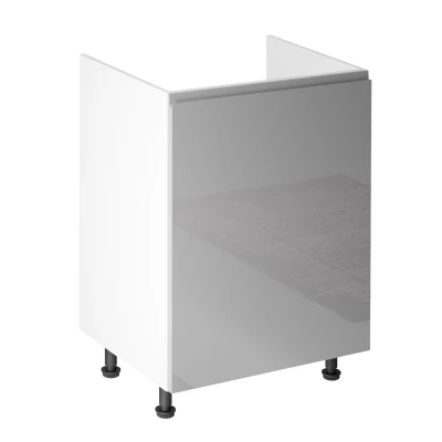Dolná drezová skrinka ARBOR - šírka 60 cm, lesklá šedá / biela, ľavé prevedenie