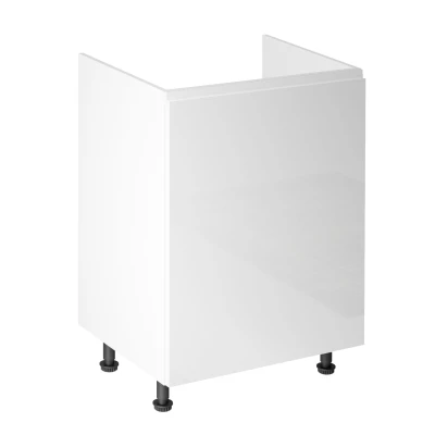 Dolná drezová skrinka ARBOR - šírka 60 cm, lesklá biela / biela, ľavé prevedenie