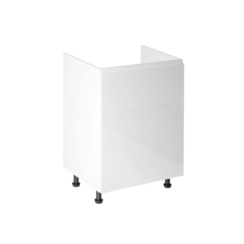 Dolná drezová skrinka ARBOR - šírka 60 cm, lesklá biela / biela, ľavé prevedenie