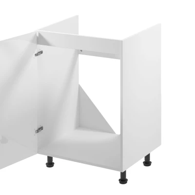 Dolná drezová skrinka ARBOR - šírka 60 cm, lesklá biela / biela, ľavé prevedenie