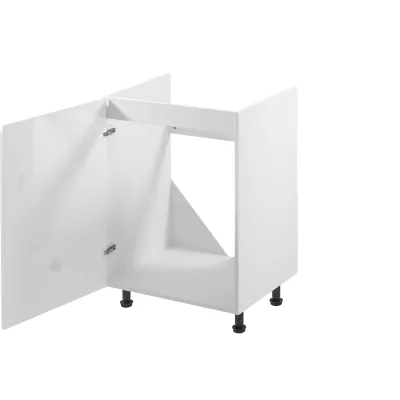 Dolná drezová skrinka ARBOR - šírka 60 cm, lesklá biela / biela, ľavé prevedenie