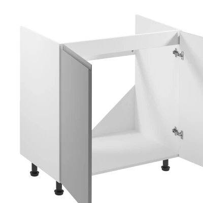 Dvojdverová drezová skrinka ARBOR - šírka 80 cm, lesklá šedá / biela