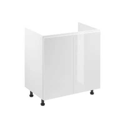 Dvojdverová drezová skrinka ARBOR - šírka 80 cm, lesklá biela / biela