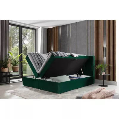 Kontinentálna posteľ s úložným priestorom 160x200 OVARIO - biela eko koža