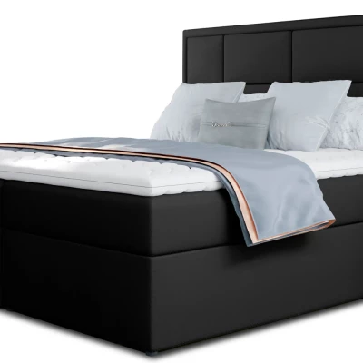 Kontinentálna posteľ s úložným priestorom 160x200 OVARIO - čierna eko koža