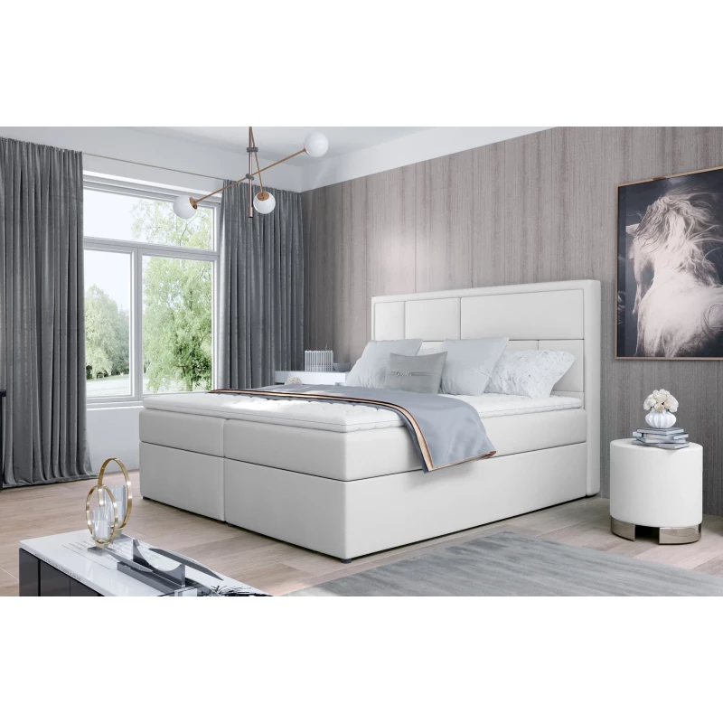 Manželská posteľ 180x200 OVARIO - biela eko koža