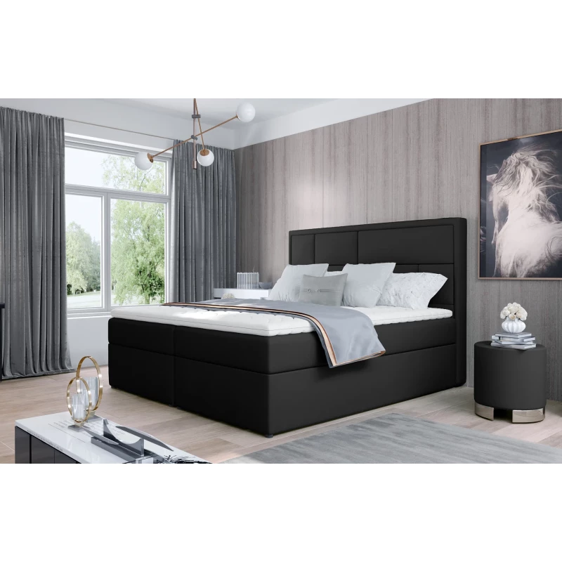 Manželská posteľ 180x200 OVARIO - čierna eko koža
