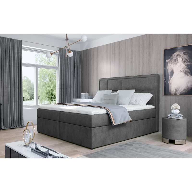 Manželská posteľ 180x200 OVARIO - tmavo šedá eko koža