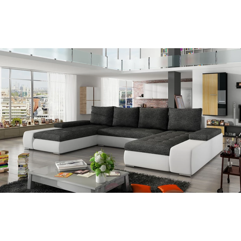 Sedacia súprava do U s úložným priestorom ELARAE - tmavo šedá / biela