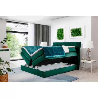 Boxspringová posteľ s úložným priestorom 160x200 VORVIRO - béžová eko koža
