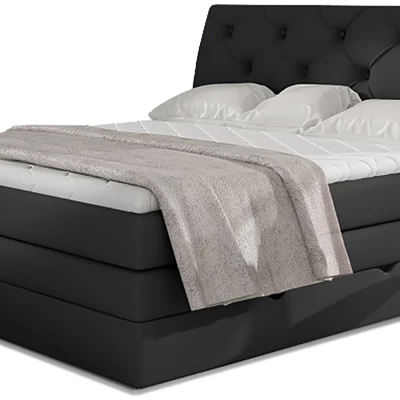 Boxspringová posteľ s úložným priestorom 160x200 VORVIRO - čierna eko koža