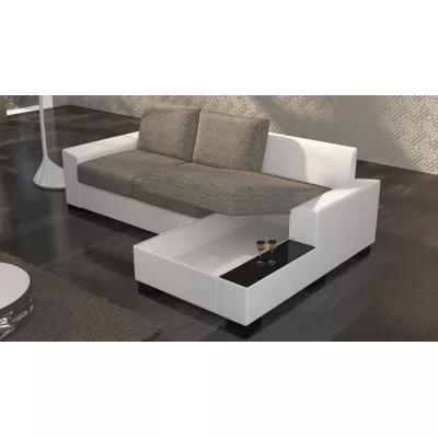 Rohová rozkladacia sedacia súprava ALESSIA - tmavo béžová/biela, pravý roh