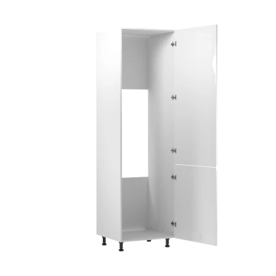 Skriňa na vstavanú chladničku ARBOR - šírka 60 cm, lesklá biela / biela, pravé prevedenie