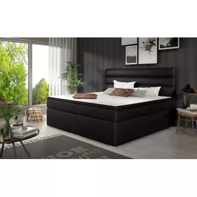 Kontinentálna posteľ 140x200 SERION - čierna eko koža
