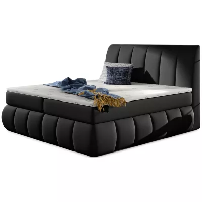 Kontinentálna posteľ s úložným priestorom 160x200 ARVITO - čierna eko koža 2