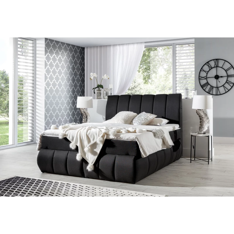 Kontinentálna posteľ s úložným priestorom 160x200 ARVITO - čierna 2