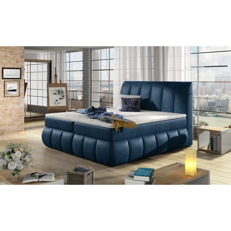 Manželská posteľ 180x200 ARVITO - tmavo modrá