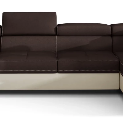 Veľká sedačka do U do obývačky ISABEAU - hnedá / béžová, pravý roh