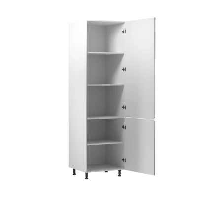 Vysoká kuchynská policová skriňa ARBOR - šírka 60 cm, lesklá šedá / biela, pravé prevedenie