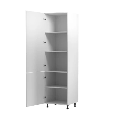 Vysoká kuchynská policová skriňa ARBOR - šírka 60 cm, lesklá šedá / biela, ľavé prevedenie