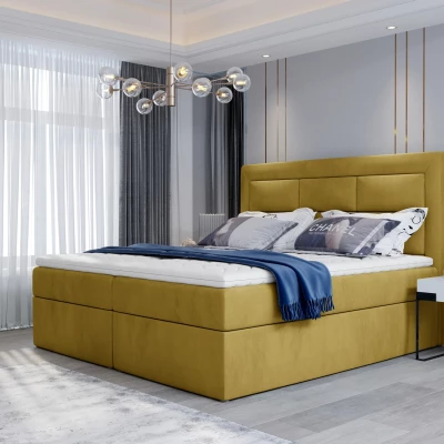 Boxspringová posteľ s úložným priestorom 160x200 TERIVO - žltá