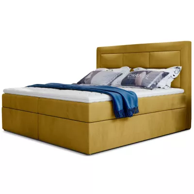 Boxspringová posteľ s úložným priestorom 160x200 TERIVO - žltá