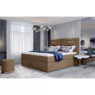 Boxspringová posteľ s úložným priestorom 160x200 TERIVO - svetlo hnedá