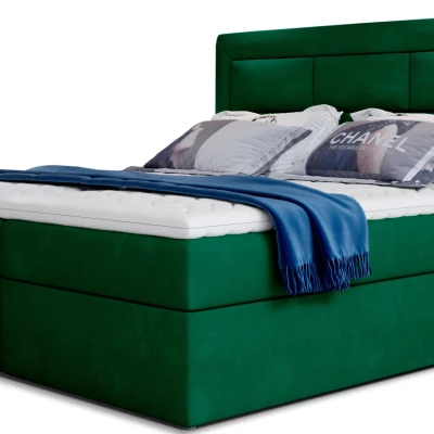 Boxspringová posteľ s úložným priestorom 160x200 TERIVO - fľaškovo zelená