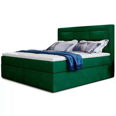 Boxspringová posteľ s úložným priestorom 160x200 TERIVO - fľaškovo zelená
