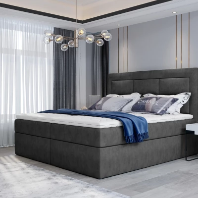 Boxspringová posteľ s úložným priestorom 160x200 TERIVO - tmavo šedá