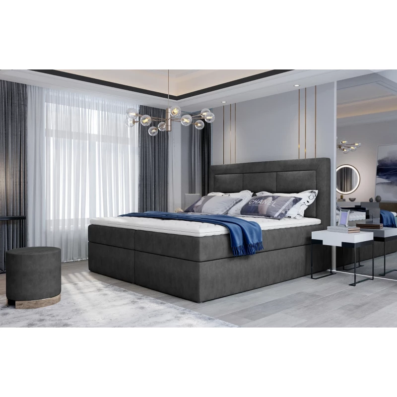 Boxspringová posteľ s úložným priestorom 160x200 TERIVO - tmavo šedá