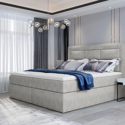 Boxspringová posteľ s úložným priestorom 160x200 TERIVO - béžová eko koža