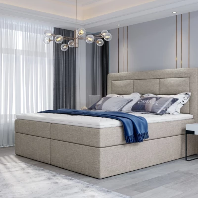 Boxspringová posteľ s úložným priestorom 160x200 TERIVO - svetlo béžová