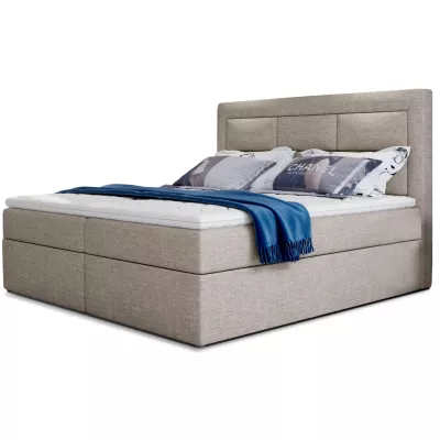 Boxspringová posteľ s úložným priestorom 160x200 TERIVO - svetlo béžová