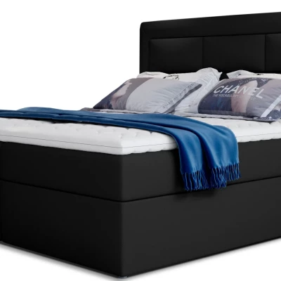 Boxspringová posteľ s úložným priestorom 180x200 TERIVO - čierna eko koža