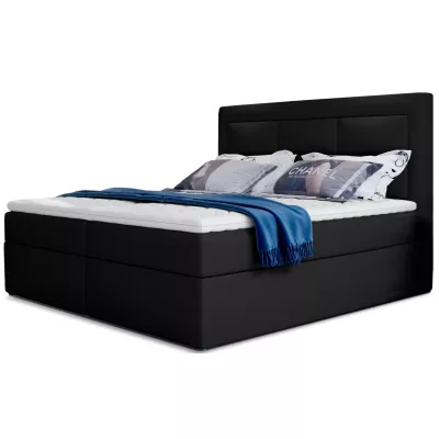 Boxspringová posteľ s úložným priestorom 180x200 TERIVO - čierna eko koža