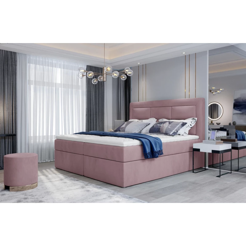 Boxspringová posteľ s úložným priestorom 180x200 TERIVO - ružová