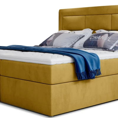 Boxspringová posteľ s úložným priestorom 180x200 TERIVO - žltá