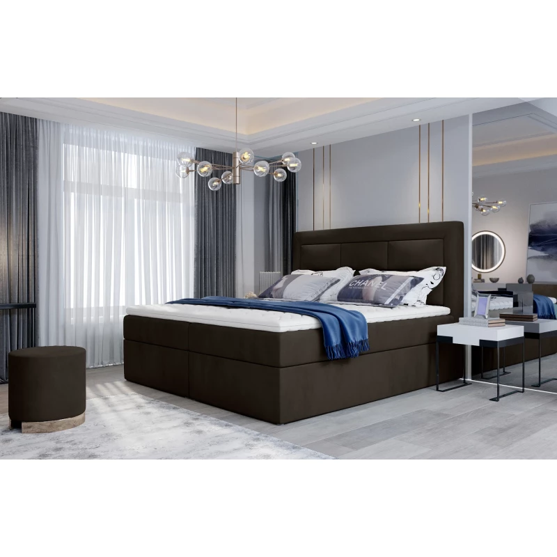 Boxspringová posteľ s úložným priestorom 180x200 TERIVO - tmavo hnedá