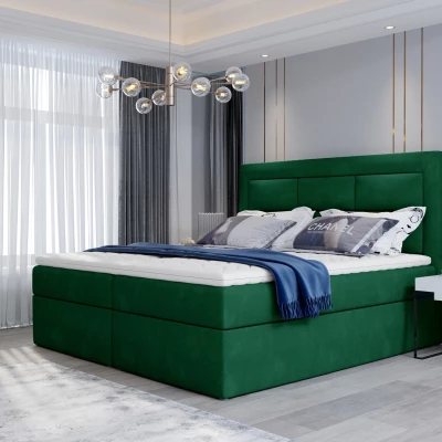 Boxspringová posteľ s úložným priestorom 180x200 TERIVO - fľaškovo zelená