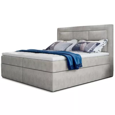 Boxspringová posteľ s úložným priestorom 180x200 TERIVO - béžová eko koža