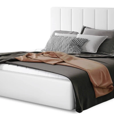 Manželská čalúnená posteľ 140x200 ARDELIA 1 - biela eko koža