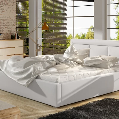 Čalúnená posteľ 160x200 BELLVARO 1 - biela eko koža