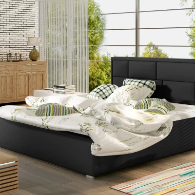 Manželská čalúnená posteľ 140x200 LUXERIO 1 - čierna eko koža